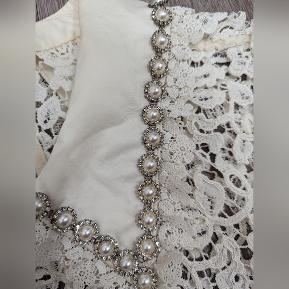 Self Portrait Ivory Guipure Mini Dress US 10 - Picture 10 of 14